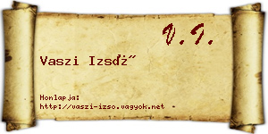 Vaszi Izsó névjegykártya